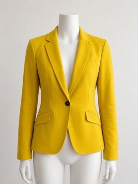 Zara Yellow Single-Button Tailored Blazer